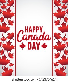 poster of happy canada day with maple leafs