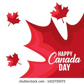 poster of happy canada day with maple leaves