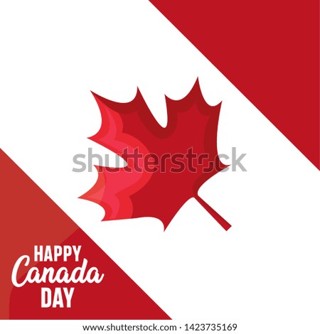 poster of happy canada day with maple leaf