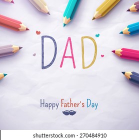 Poster for Happy Father's Day with color pencils, eps 10