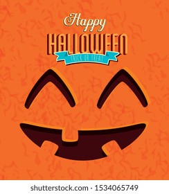 poster of happy halloween with face pumpkin vector illustration design