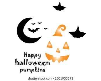 A poster for happy Halloween, Pumpkin with bats