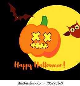 Poster Happy Halloween. Halloween pumpkins smile.