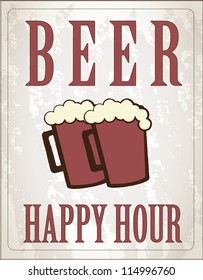 poster happy hour with two beers vector illustration