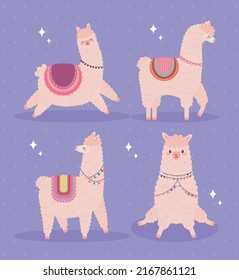 poster of happy llamas set