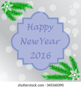 poster - happy new year 2016, the lettering is written in a frame
