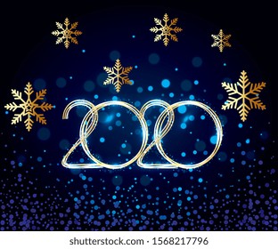 poster of happy new year 2020 with snowflakes vector illustration design poster of happy new year 2020 with snowflakes vector illustration design