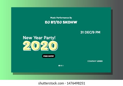 Poster Happy New Year Plat Design with Green