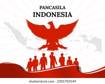 A Poster of Happy Pancasila Day Celebrating Indonesia's National Symbol and Spirit of Unity