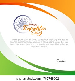 Poster of the Happy Republic Day in India on January 26 Template with text and flowing lines of colors of the national flag of India Element for the design of postcards cards banners posters Vector