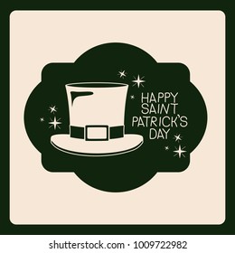 poster happy saint patricks day of emblem with hat in green color silhouette