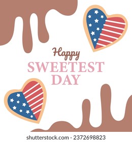 Poster for HAPPY SWEETEST DAY with tasty cookies in colors of US