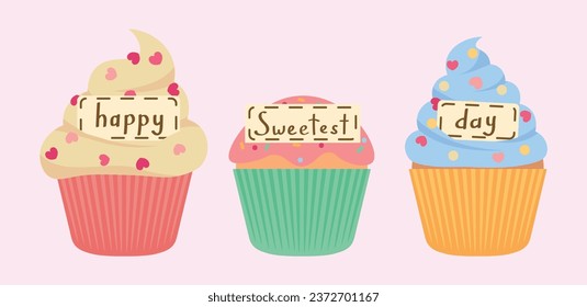 Poster for HAPPY SWEETEST DAY with tasty cupcakes