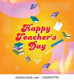 poster happy teacher day modern shape vector