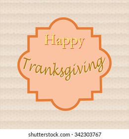 poster - happy thanksgiving, in the frame using the texture of cardboard, drawn by hand