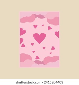 poster happy valentines day with heart and pink background vector illustration design