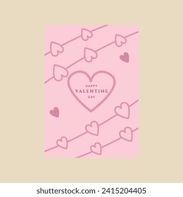 poster happy valentines day with heart and pink background vector illustration design