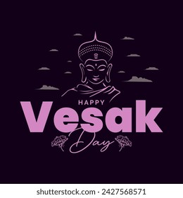 Poster for happy vesak day with a buddha vector.	