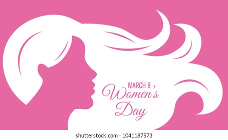 poster happy women's day. Silhouette face woman and space for text.
