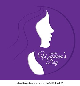 afiche feliz día de la mujer. Mujer cara de silueta