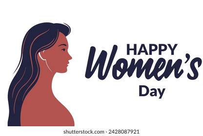 Poster happy women's day. Silhouette face woman stock illustration, Happy Women's Day Typographical Design Elements