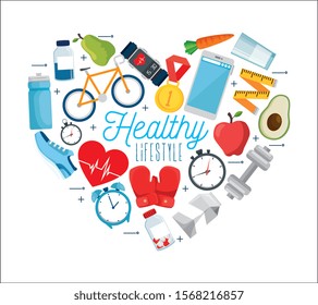 poster healthy lifestyle with set icons vector illustration design