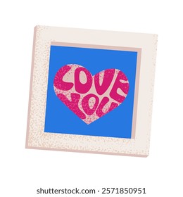 Poster with Heart shaped abstract love lettering. Square wall decor with romantic love symbols for Valentine's Day, greeting cards, wedding invitations, web, stickers, and banners. Vector illustration