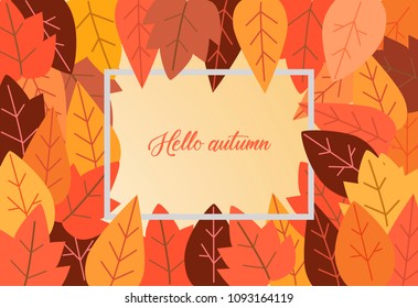 poster hello autumn. Fallen leaves. Vector Illustration abstract 