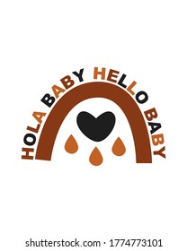 poster hello baby with rainbow - vector illustration, eps