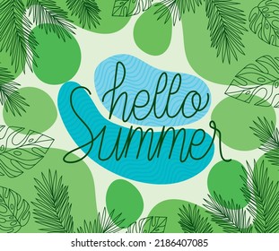 poster of hello summer with leaves