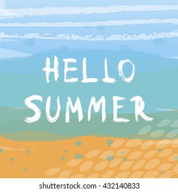 Poster Hello summer. Lettering. Vector illustration.