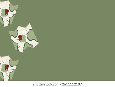 poster with hiking map icon for travel, vacation or camping with red label on a green background