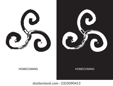 Poster of Homecoming symbol. Most popular Native American Ancient Symbols. Black ink handwriting. Vector