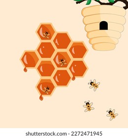 Poster with honeycomb  and hive.