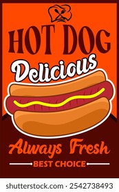 a poster of a hot dog with a picture of a hot dog on it