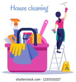 Poster house cleaning. Vector illustration
