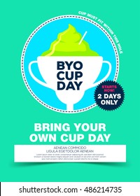 Poster with ice cream in goblet, byo cup day.