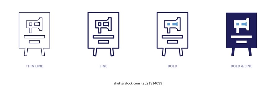 Poster icon in 4 different styles. Thin Line, Line, Bold, and Bold Line. Duotone style. Editable stroke.