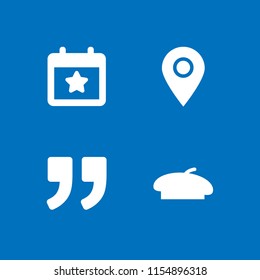 poster icon. 4 poster set with quote, placeholder, beret and election event on a calendar with star symbol vector icons for web and mobile app