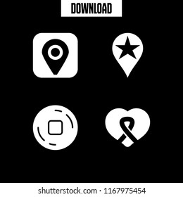 poster icon. 4 poster vector set. stop, placeholder and awareness ribbon inside a heart icons for web and design about poster theme