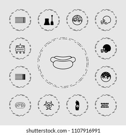 Poster icon. collection of 13 poster filled and outline icons such as nail polish, donut, water bottle, guitar strings. editable poster icons for web and mobile.