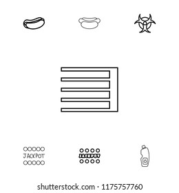 Poster icon. collection of 7 poster outline icons such as jackpot, hot dog, hazzard, water bottle. editable poster icons for web and mobile.