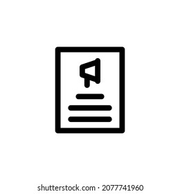 poster icon design vector illustration with symbol announcement, flyer, promotion, document for advertising business