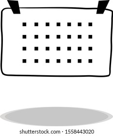 Poster icon on white background, hand drawing. Flat design. Illustration schedule, contour of symbol black