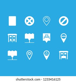 poster icon set about placeholder, bus stop pin, billboard and stop vector set