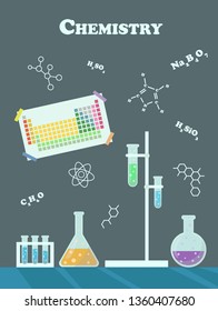 Poster to illustrate the chemistry lesson. Vector illustration.
