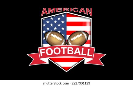 poster illustration for american football. Sport concept black background, clean white lines