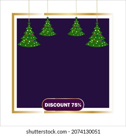 Poster illustration design with a Christmas tree theme, this design is suitable for use as a promotional poster for your products at the New Year celebration