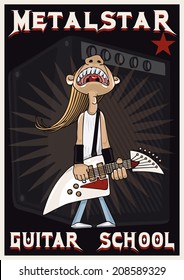 Poster illustration of a electric guitar player