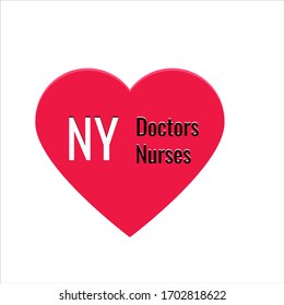 poster, illustration with the inscription "NY love doctors and nurses" for the kindness of people